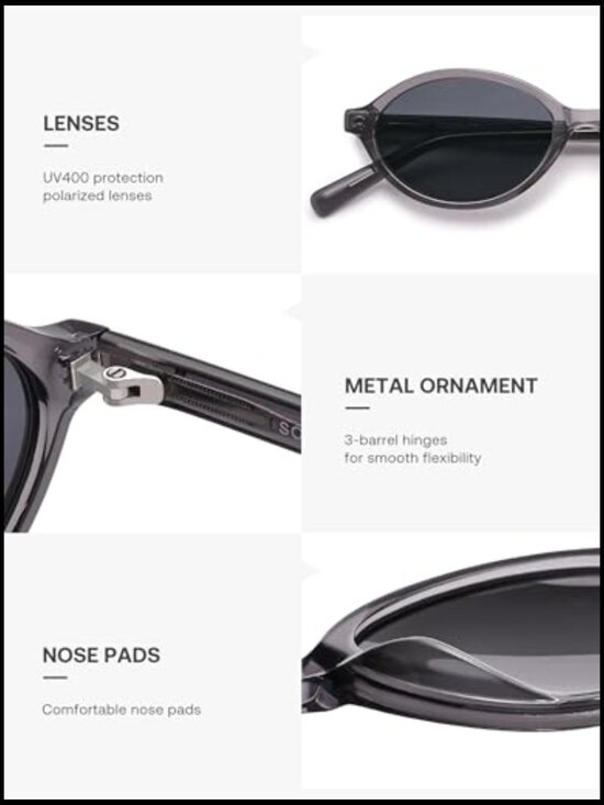 Handmade Acetate Polarized Oval Sunglasses Retro Y2K Lightweight Vintage 90s